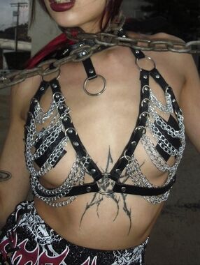 Faux Leather Chain Harness